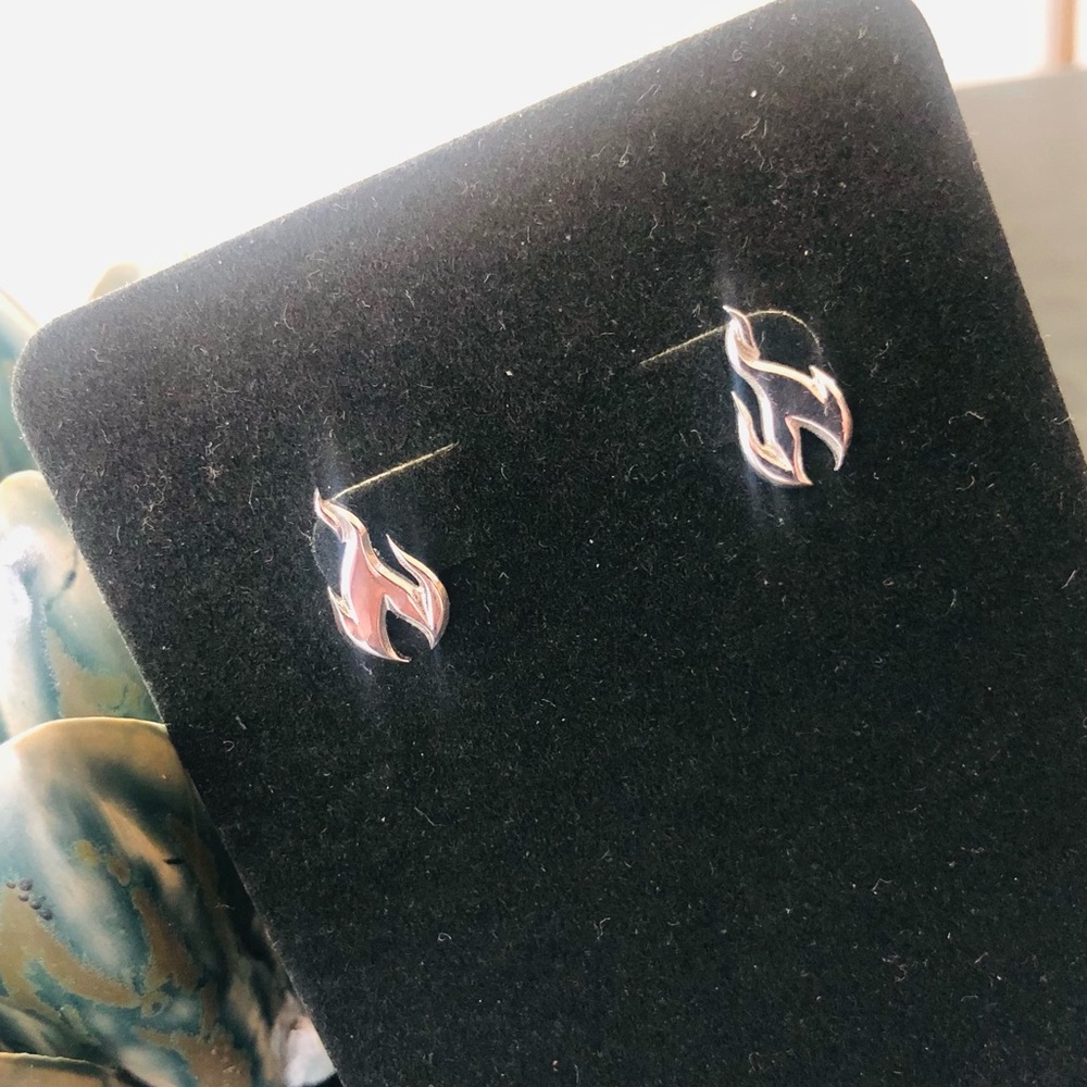 Sterling silver, one of a kind, customs Flame Earrings